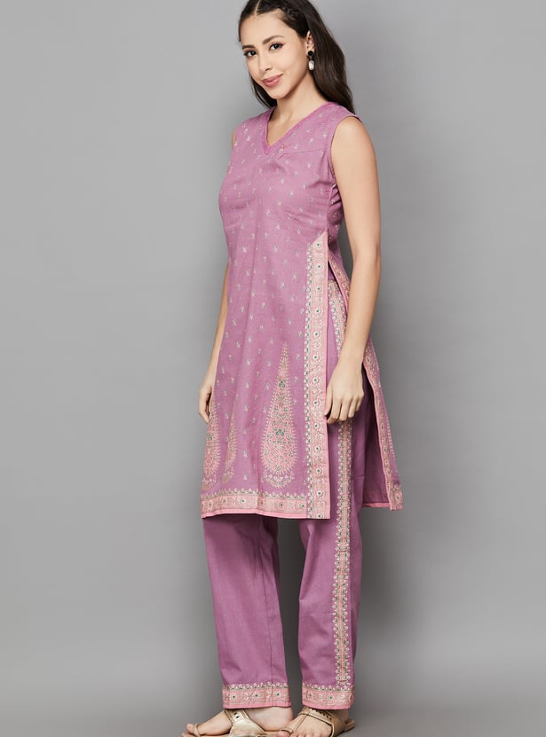 SPAN Printed Straight Kurta Set