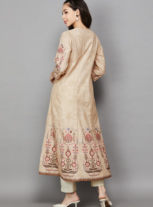 SPAN Embroidered V-Neck 3/4th Sleeves Anarkali Kurta