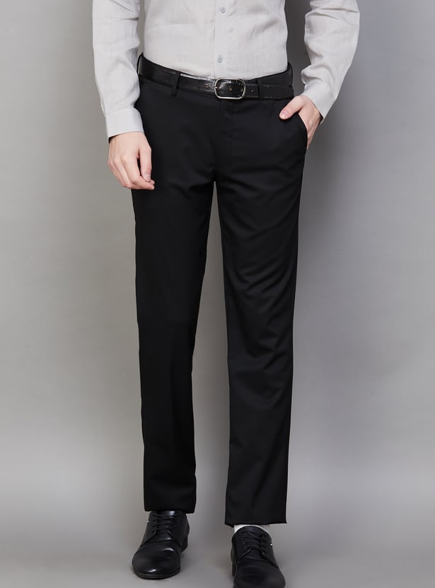 LOUIS PHILIPPE Solid Slim Fit Formal Trousers