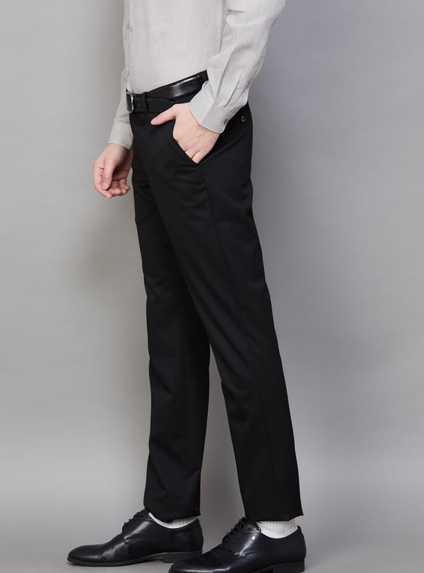 LOUIS PHILIPPE Solid Slim Fit Formal Trousers