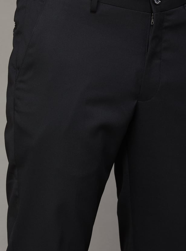 LOUIS PHILIPPE Solid Slim Fit Formal Trousers