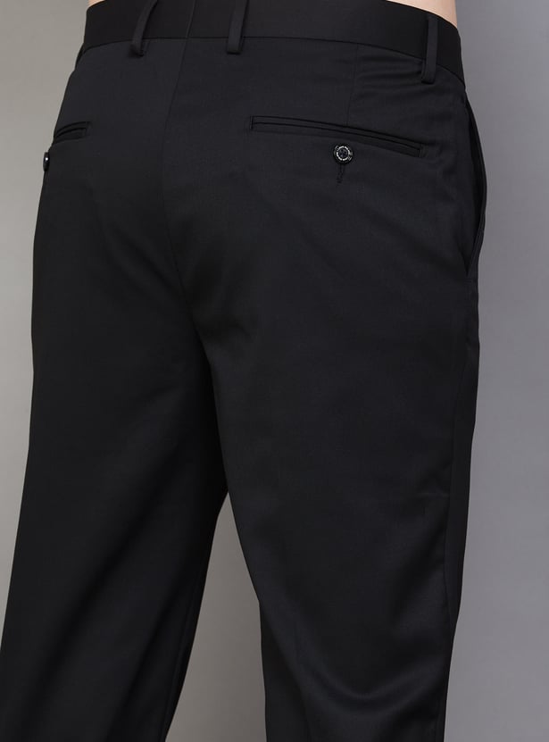 LOUIS PHILIPPE Solid Slim Fit Formal Trousers