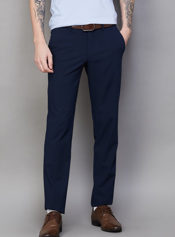 LOUIS PHILIPPE Solid Slim Fit Formal Trousers