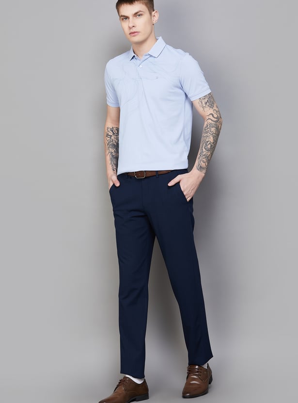LOUIS PHILIPPE Solid Slim Fit Formal Trousers
