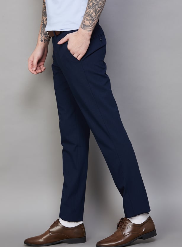 LOUIS PHILIPPE Solid Slim Fit Formal Trousers