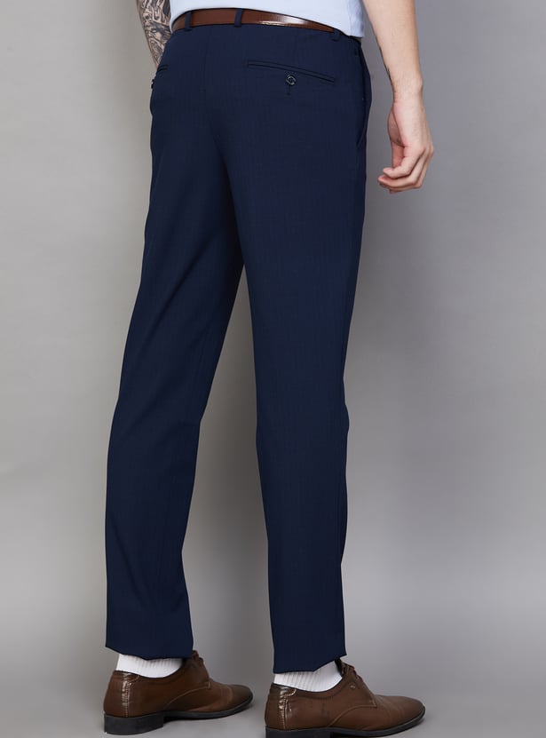 LOUIS PHILIPPE Solid Slim Fit Formal Trousers