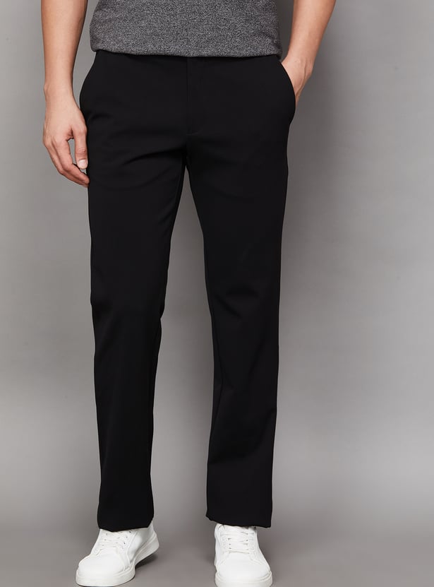 V DOT Solid Slim Fit Trousers