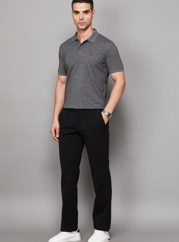 V DOT Solid Slim Fit Trousers