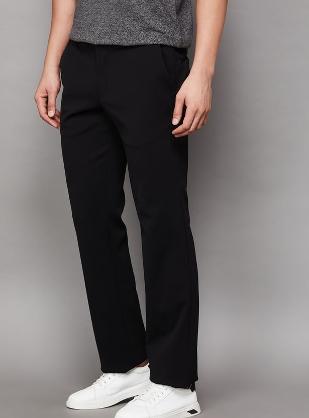 V DOT Solid Slim Fit Trousers