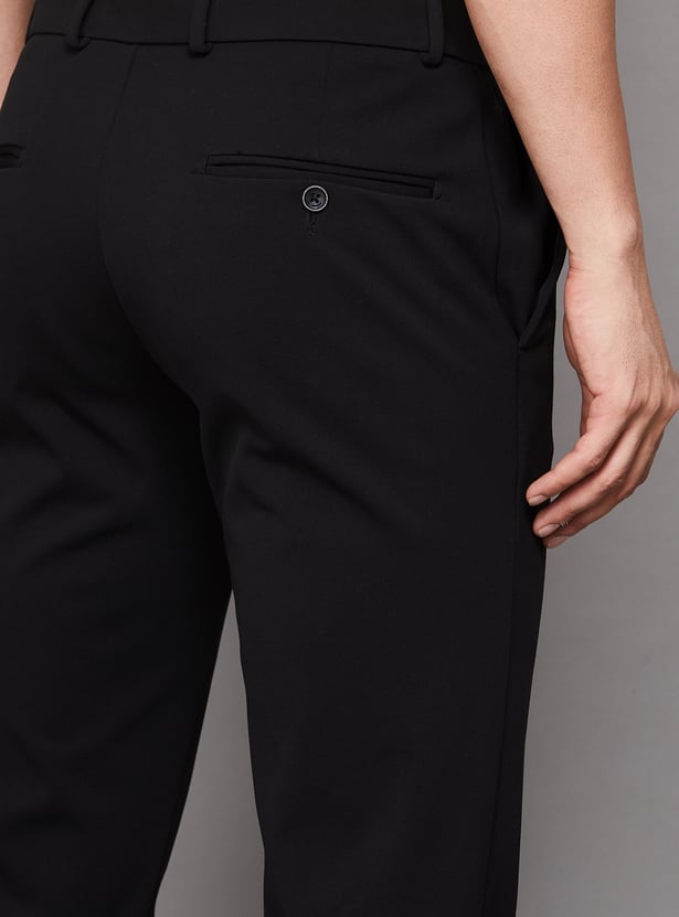V DOT Solid Slim Fit Trousers