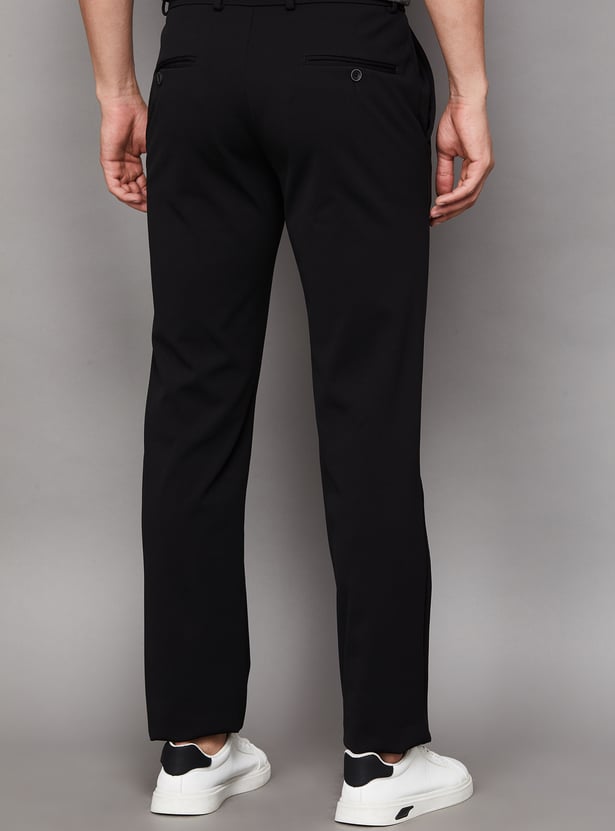 V DOT Solid Slim Fit Trousers