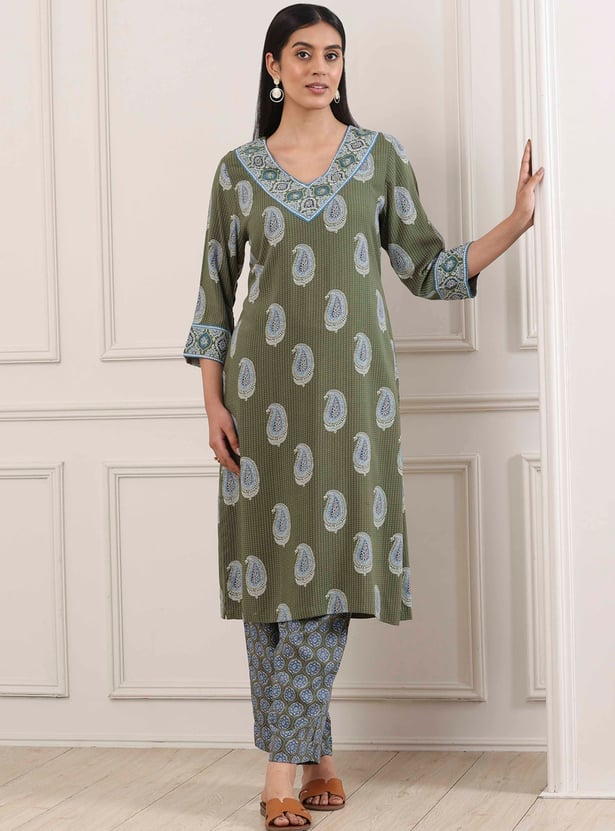 BIBA Ethnic Motif Straight Kurta Set