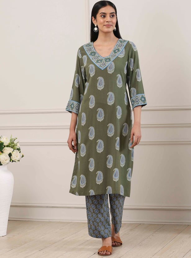 BIBA Ethnic Motif Straight Kurta Set