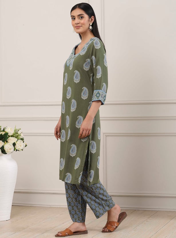 BIBA Ethnic Motif Straight Kurta Set