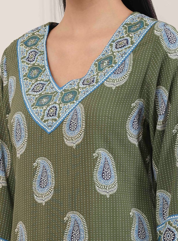 BIBA Ethnic Motif Straight Kurta Set