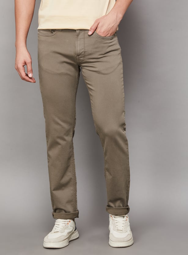 FLYING MACHINE Solid Slim Straight Jeans