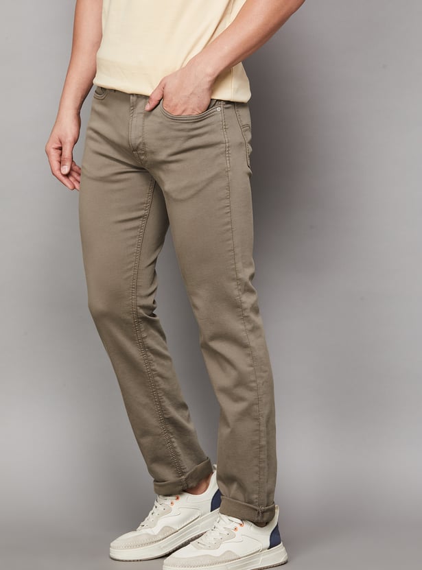 FLYING MACHINE Solid Slim Straight Jeans