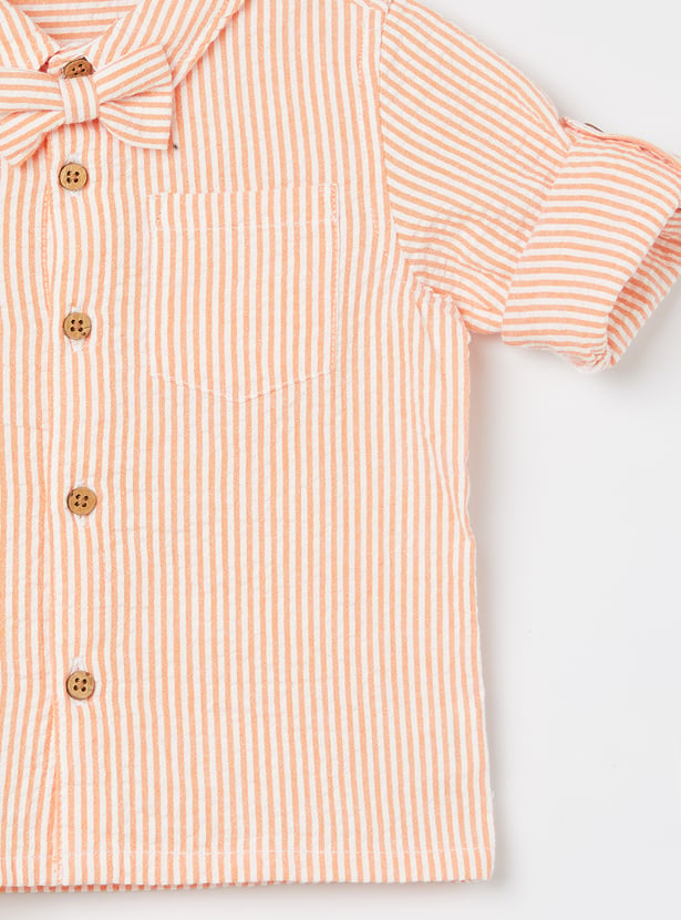 FAME FOREVER Boys Striped Shirt with Bow