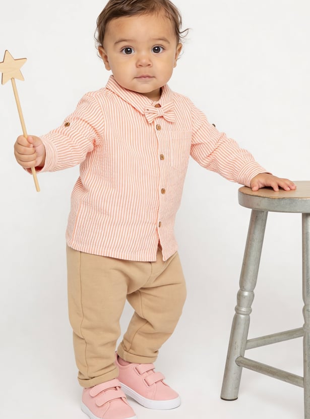 FAME FOREVER Boys Striped Shirt with Bow