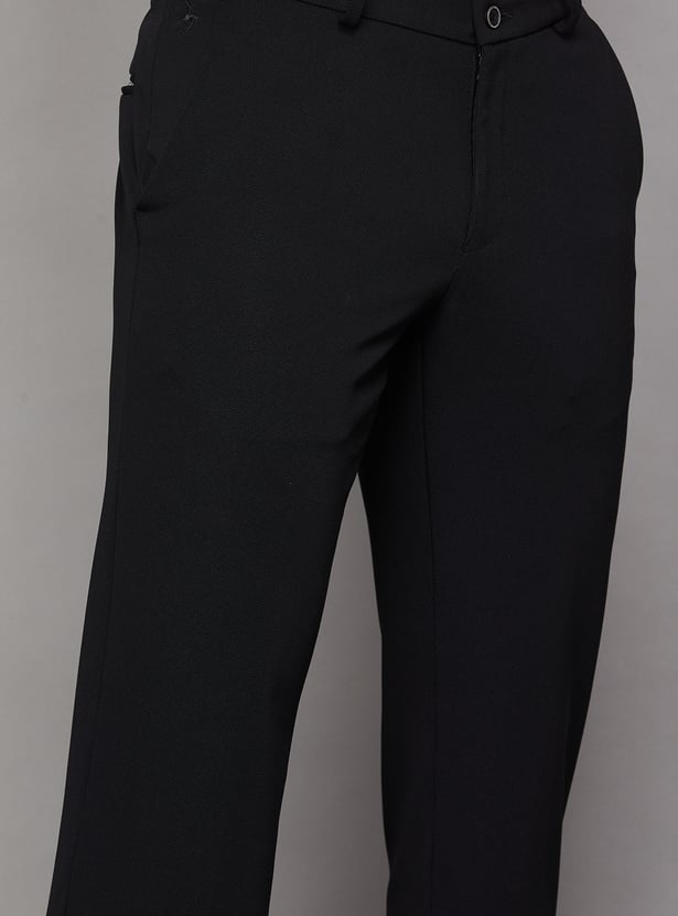 V DOT Solid Slim Straight Trousers
