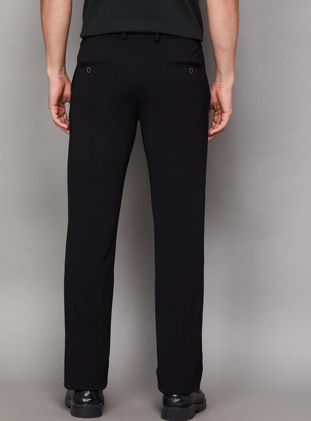 V DOT Solid Slim Straight Trousers