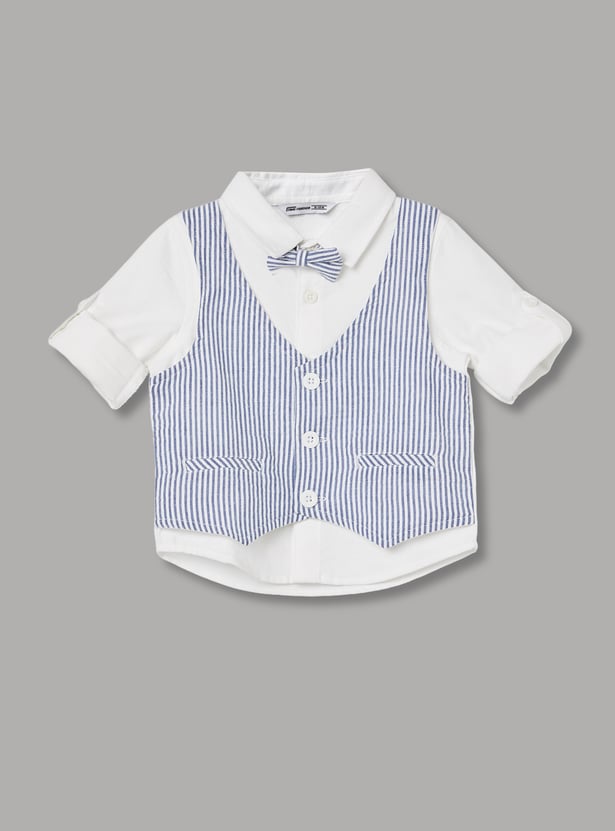 FAME FOREVER Boys Vest Detail Shirt with Bow