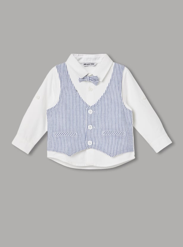 FAME FOREVER Boys Vest Detail Shirt with Bow