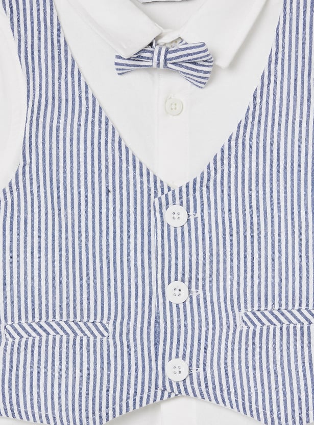 FAME FOREVER Boys Vest Detail Shirt with Bow