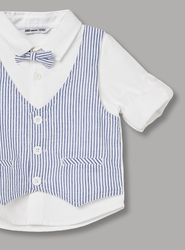 FAME FOREVER Boys Vest Detail Shirt with Bow