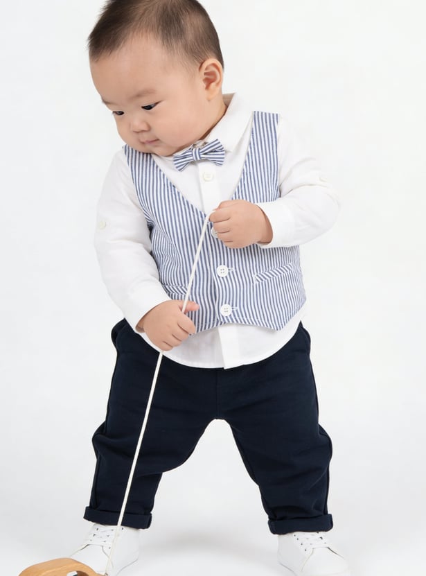 FAME FOREVER Boys Vest Detail Shirt with Bow