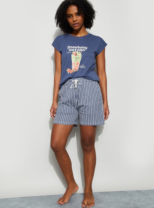 GINGER Striped Lounge Shorts