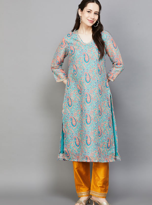 W Paisley Print Straight Kurta