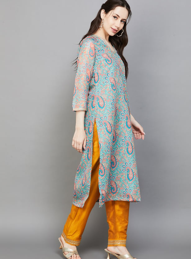 W Paisley Print Straight Kurta
