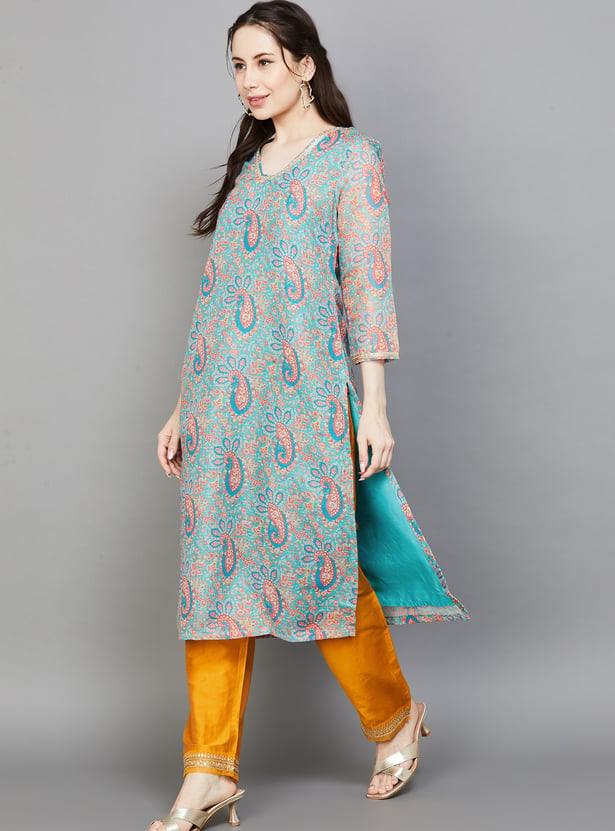 W Paisley Print Straight Kurta