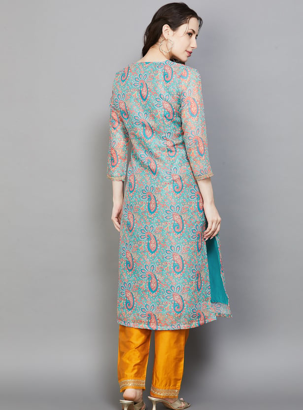 W Paisley Print Straight Kurta