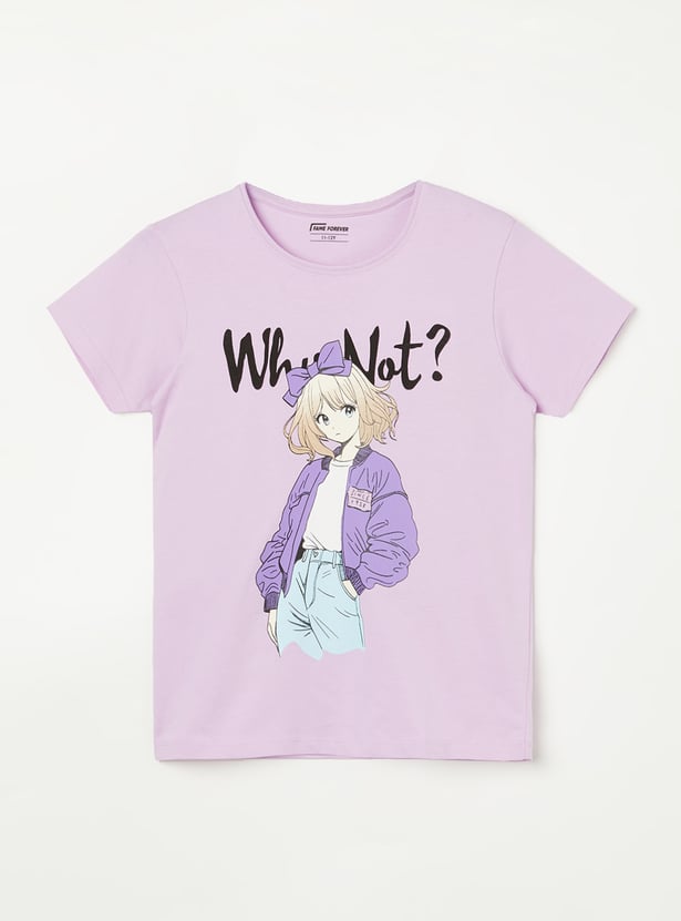 FAME FOREVER Girls Graphic Print T-shirt
