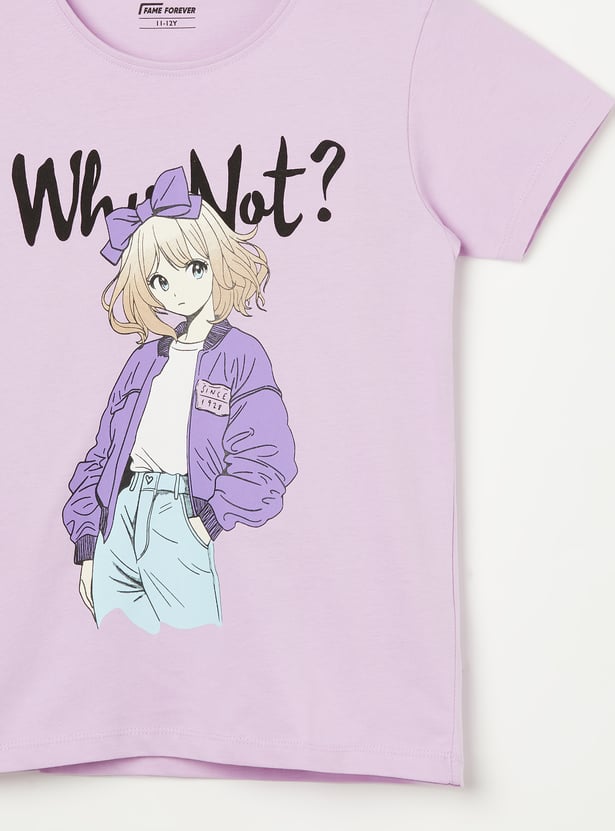 FAME FOREVER Girls Graphic Print T-shirt