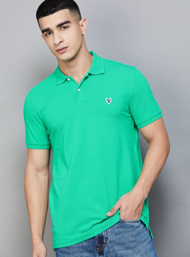 AMERICAN EAGLE Solid Polo T-shirt