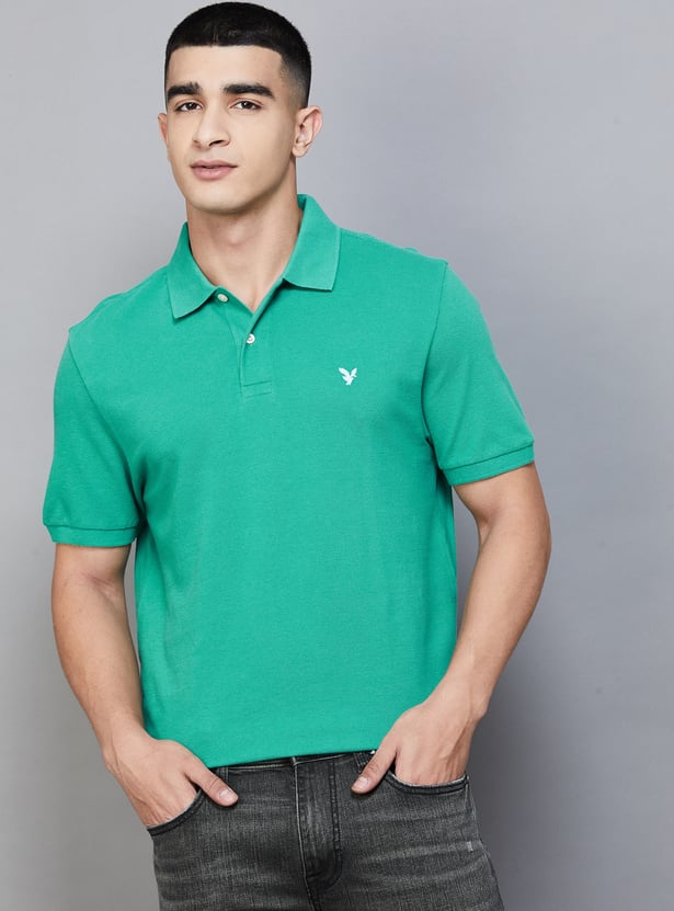 AMERICAN EAGLE Solid Polo T-shirt