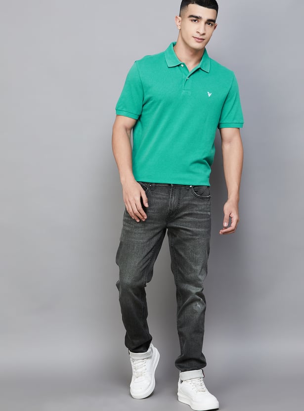 AMERICAN EAGLE Solid Polo T-shirt