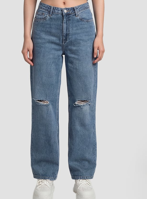 KRAUS Distressed Wide Leg Jeans