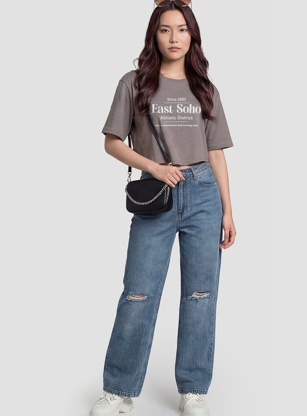 KRAUS Distressed Wide Leg Jeans