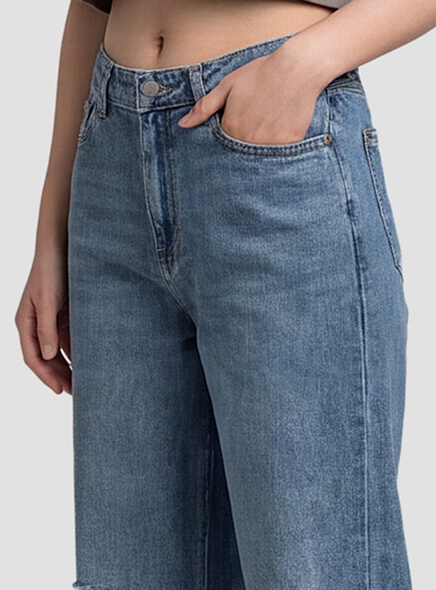 KRAUS Distressed Wide Leg Jeans