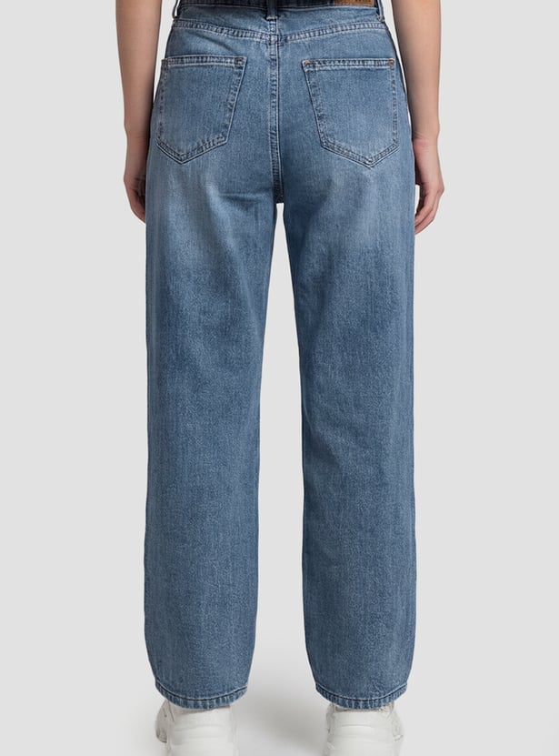 KRAUS Distressed Wide Leg Jeans