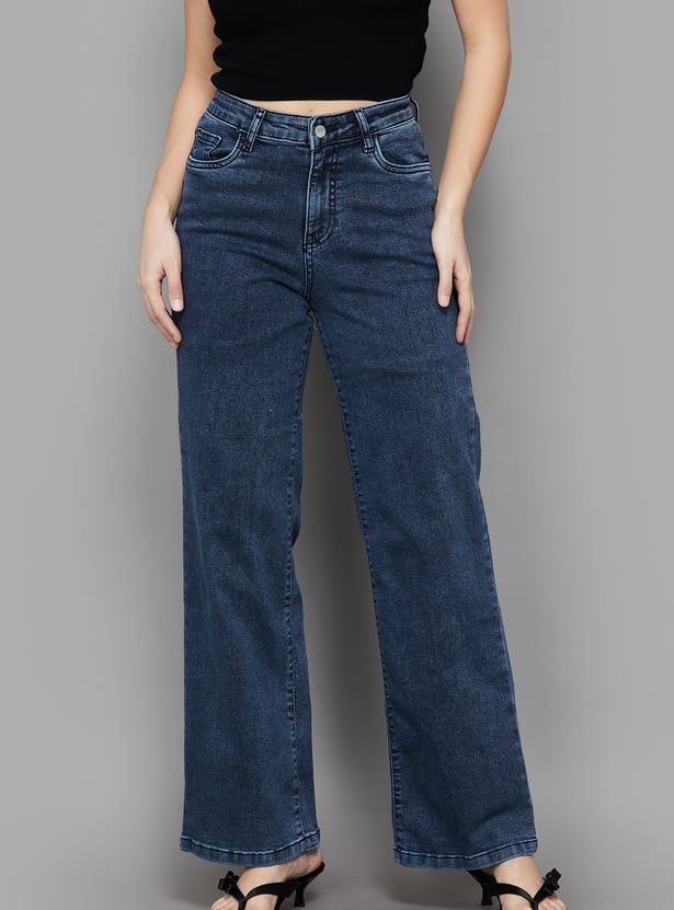 KRAUS Washed Wide Leg Jeans