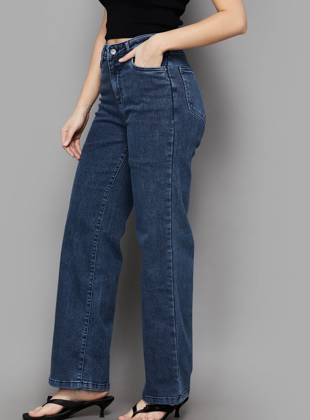 KRAUS Washed Wide Leg Jeans