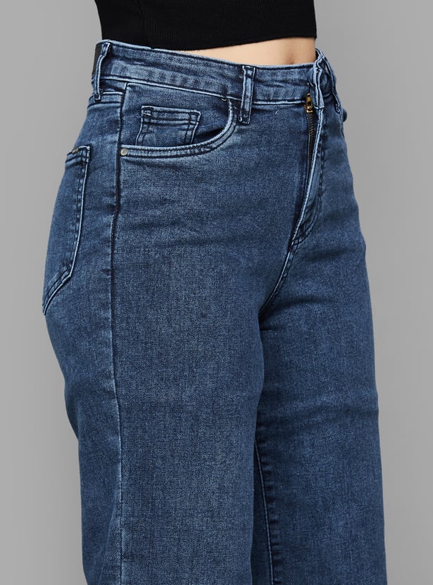 KRAUS Washed Wide Leg Jeans