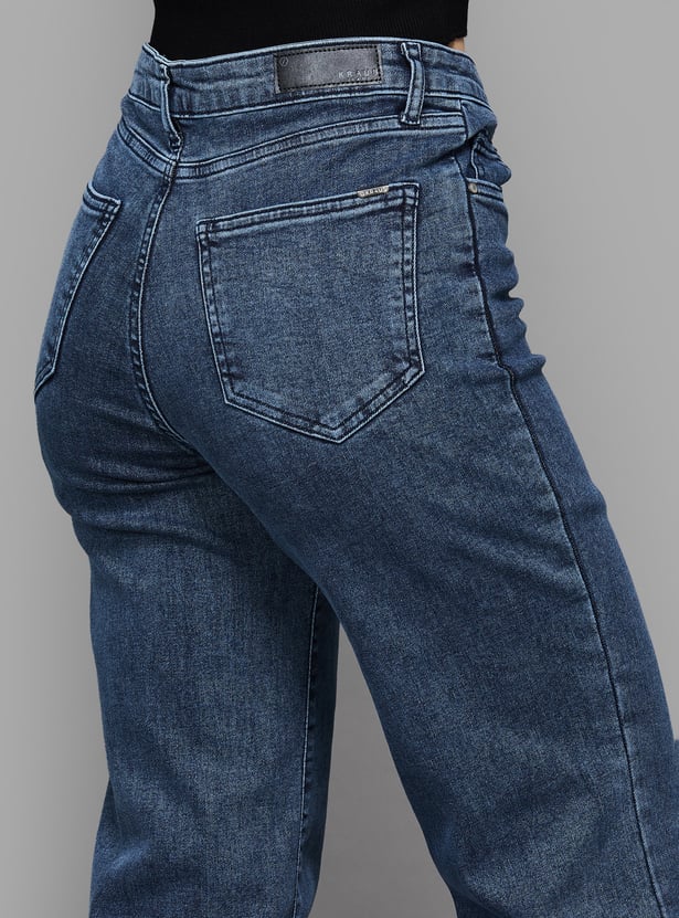 KRAUS Washed Wide Leg Jeans