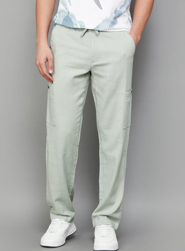 T-BASE Solid Regular Fit Trousers