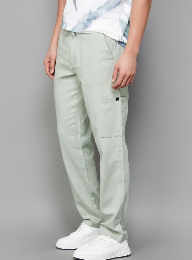 T-BASE Solid Regular Fit Trousers